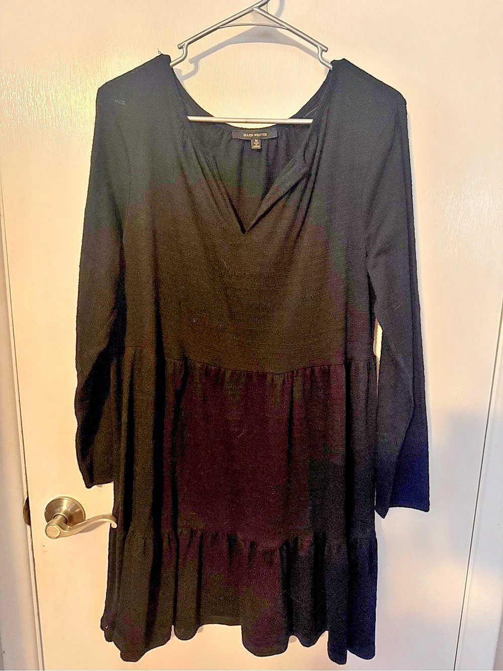 Ellen Weaver Long Sleeve Mini Dress in Black Size Medium Like New